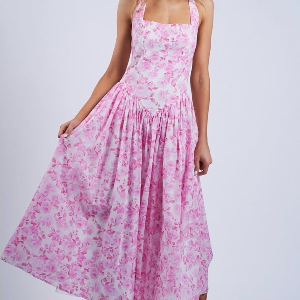 Floral Pink Halter Dress NWT